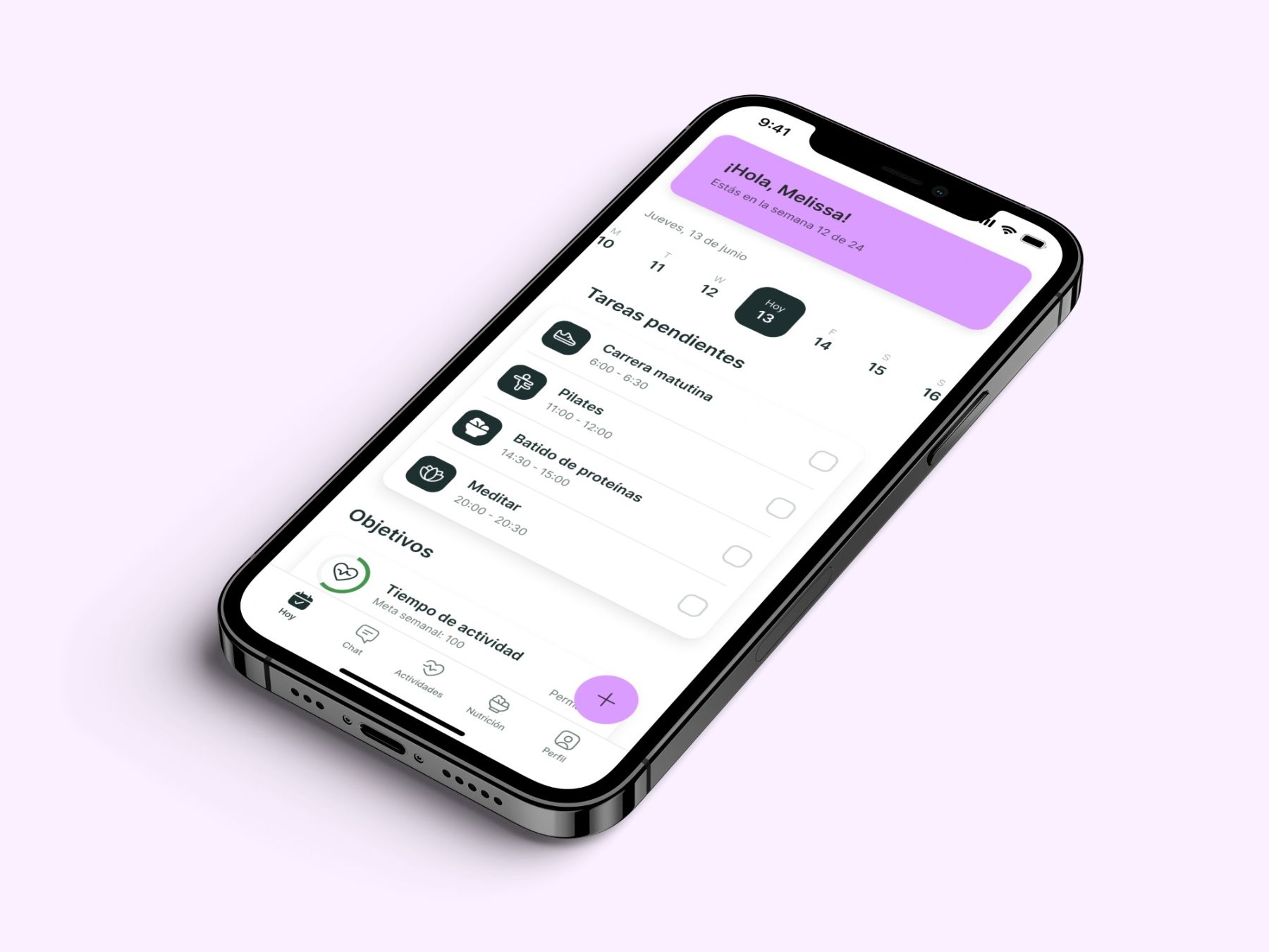 Un mockup de la app de coaching mostrando las funciones.